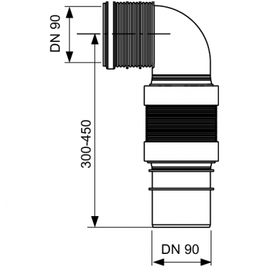 Lanksti TECEprofil	WC	pajungimo alkūnė DN 90. TECElux moduliams. 2