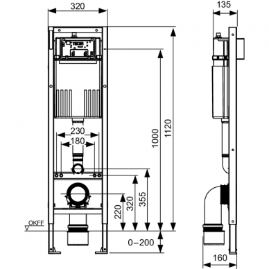 TECEbase unitazo modulis su Base 320 bakeliu, montavimo aukštis 1120 mm 2