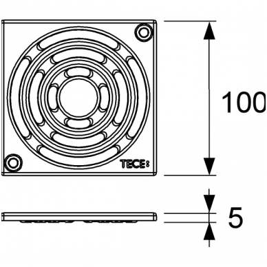 TECEdrainpoint S nerūdijančio plieno dekoratyvinės grotelės 100 x 100 mm, tvirtinamos varžtais 2